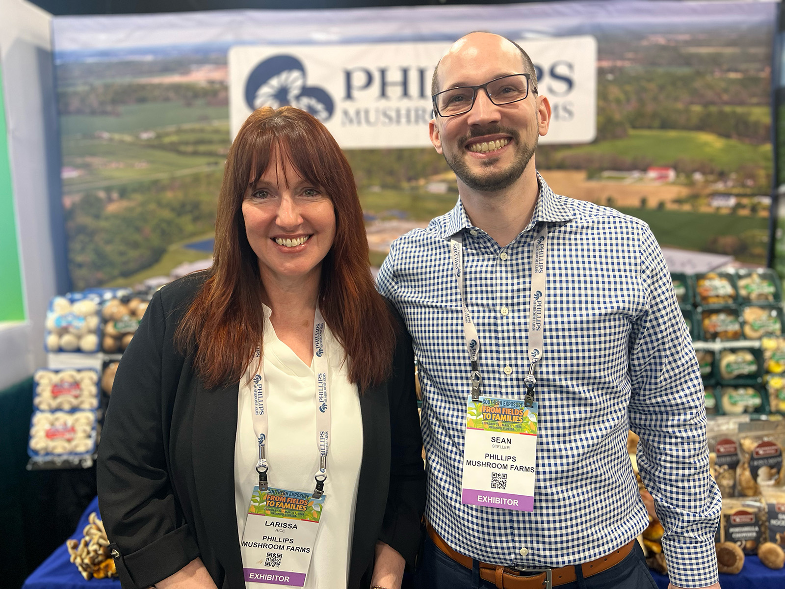 At the Phillips Mushroom Farms booth were Larissa Rice and Sean Steller.