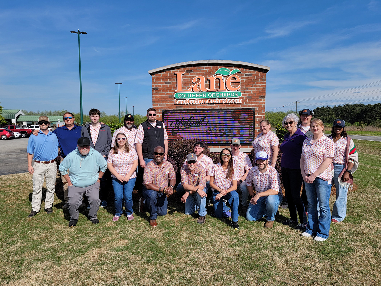 Members of Lane's Southern Orchards and Genuine Georgia with the class after a look into the peach packing operations as well as the pecan facilities.