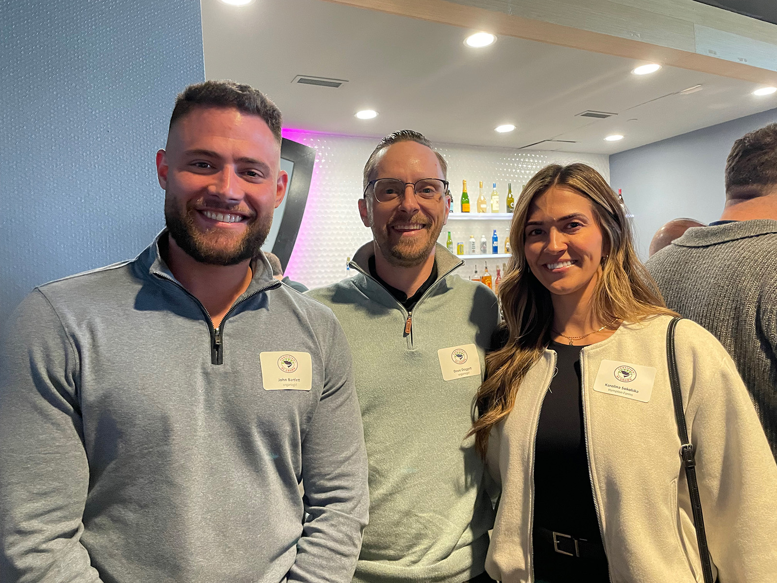 John Bartlett and Dave Dogget of organicgirl with Karolina Sokolska of Hampton Farms.