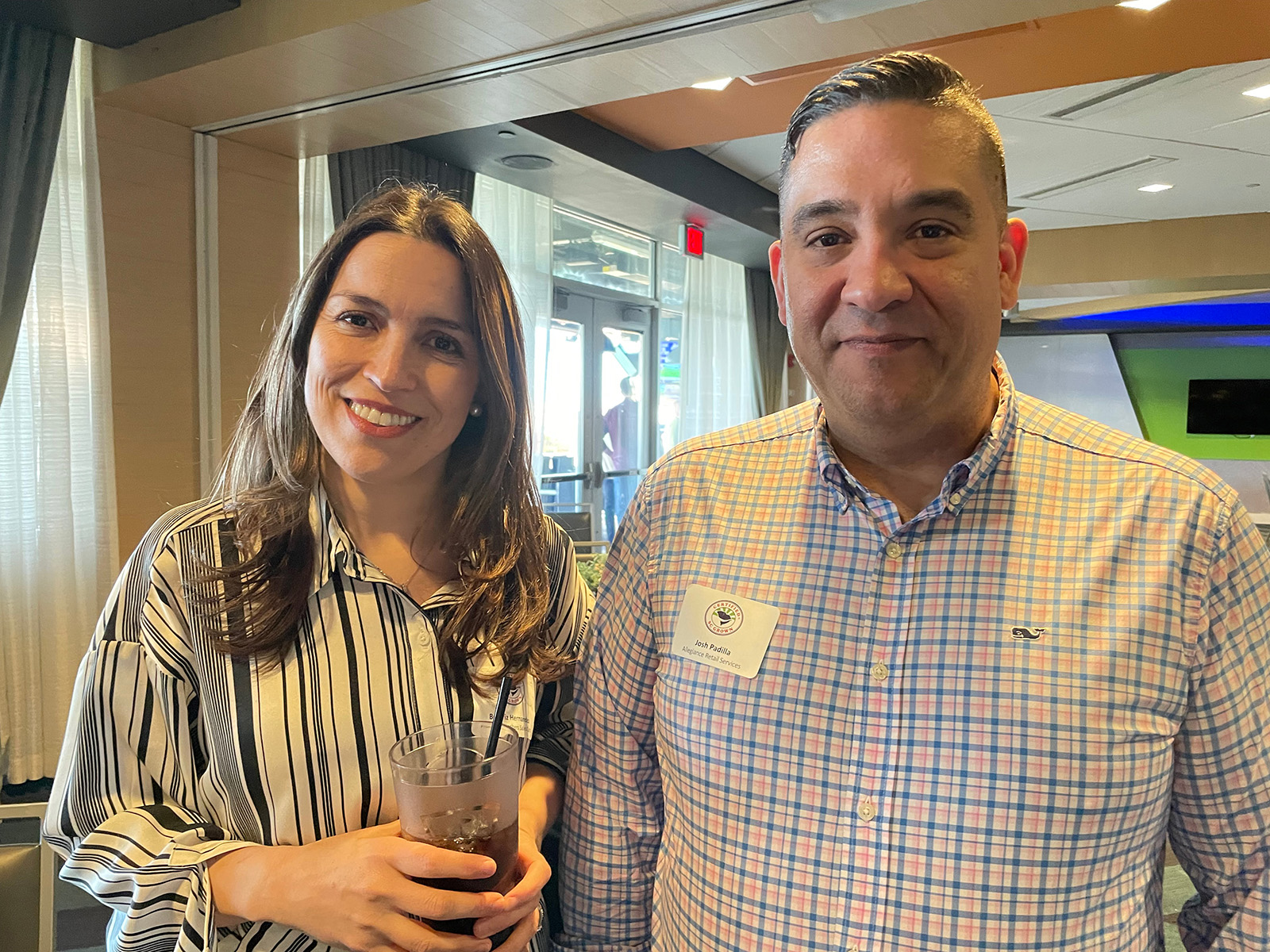 Beatriz Hernandez of Procacci Bros. and Josh Padilla of Allegiance Retail Services.