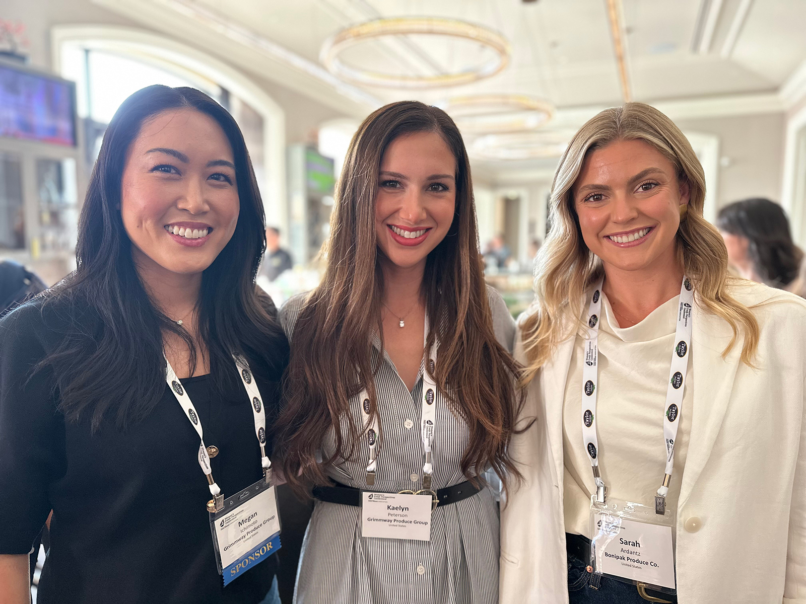 Megan Ichimoto and Kaelyn Peterson of Grimmway Produce Group with Sarah Ardantz of Bonipak Produce.