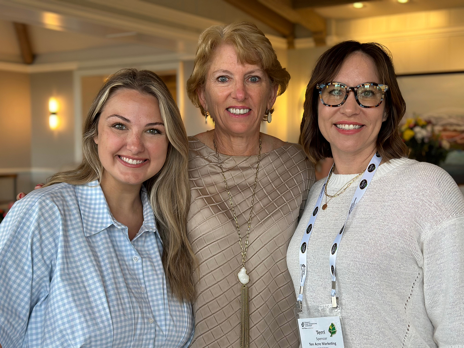Micah Clark of Ten Acre Marketing, Cathy Burns of IFPA and Terri Spencer of Ten Acre Marketing.