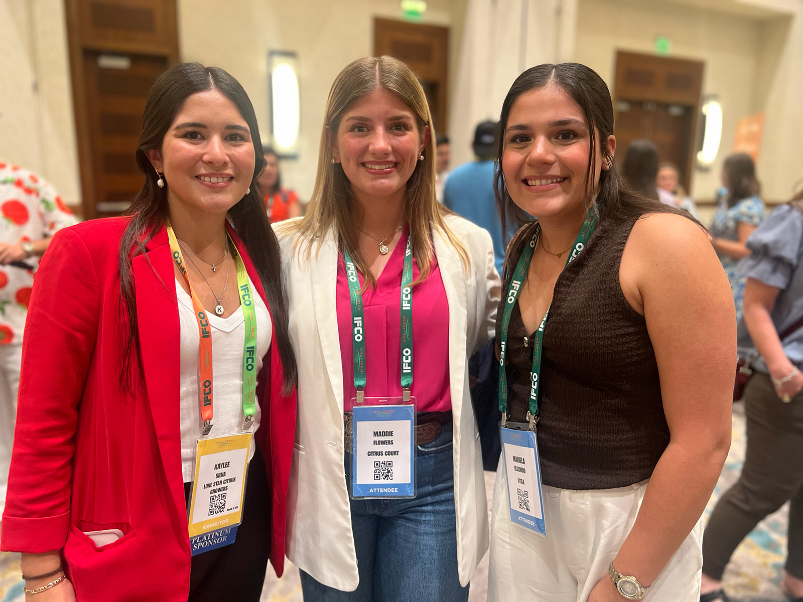 Kaylee Silva of Lone Star Citrus Growers, Maddie Flowers of Citrus Court and Mariela Elizondo of University of Texas-San Antonio.