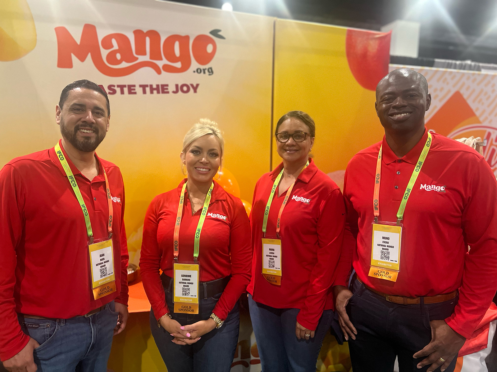 At the National Mango Board booth were Juan Mata, Adrienne Barrero, Maria Lovera and Muno Evero.