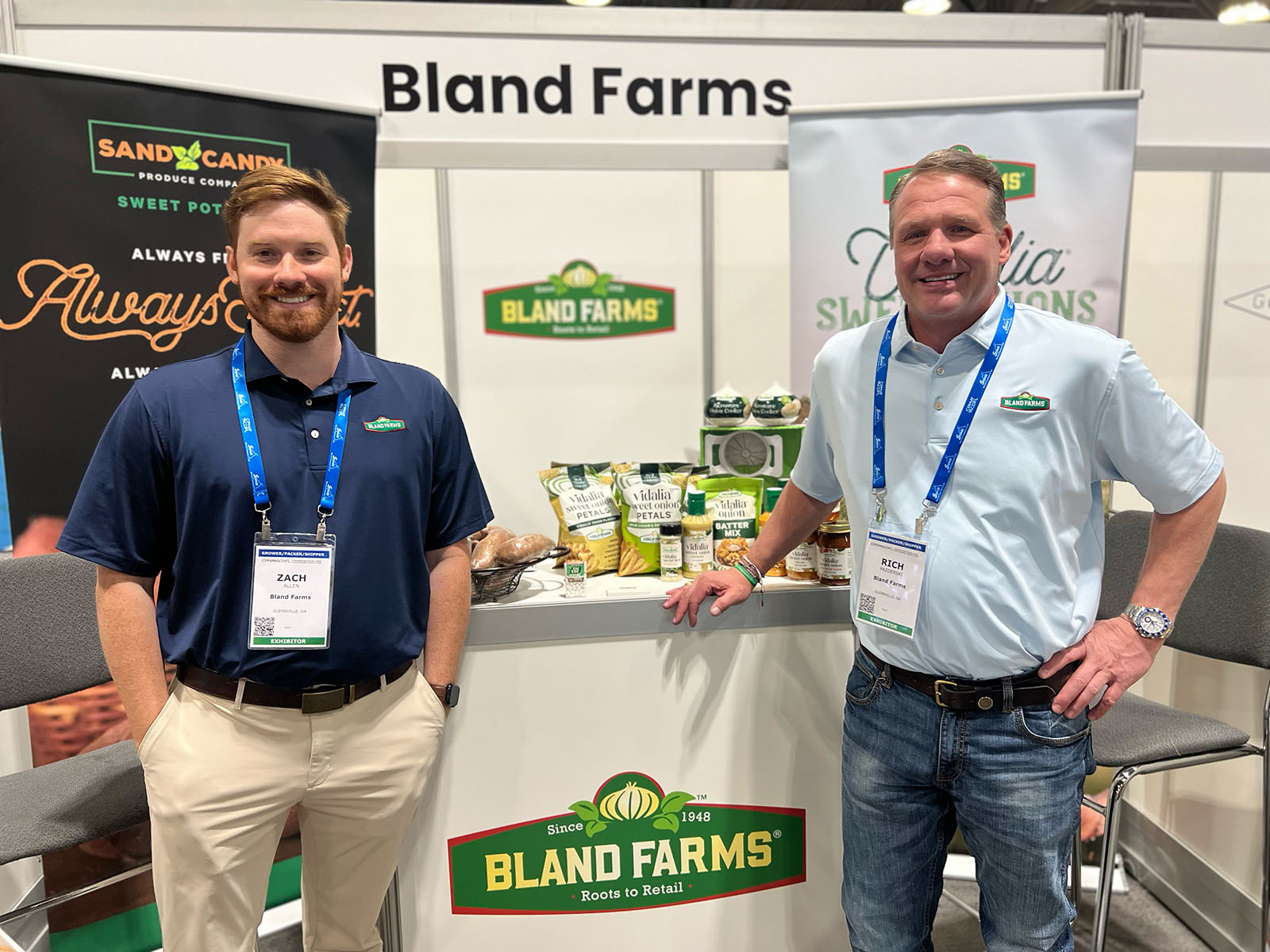 At the Bland Farms booth were Zach Allen and Rich Pazderski.