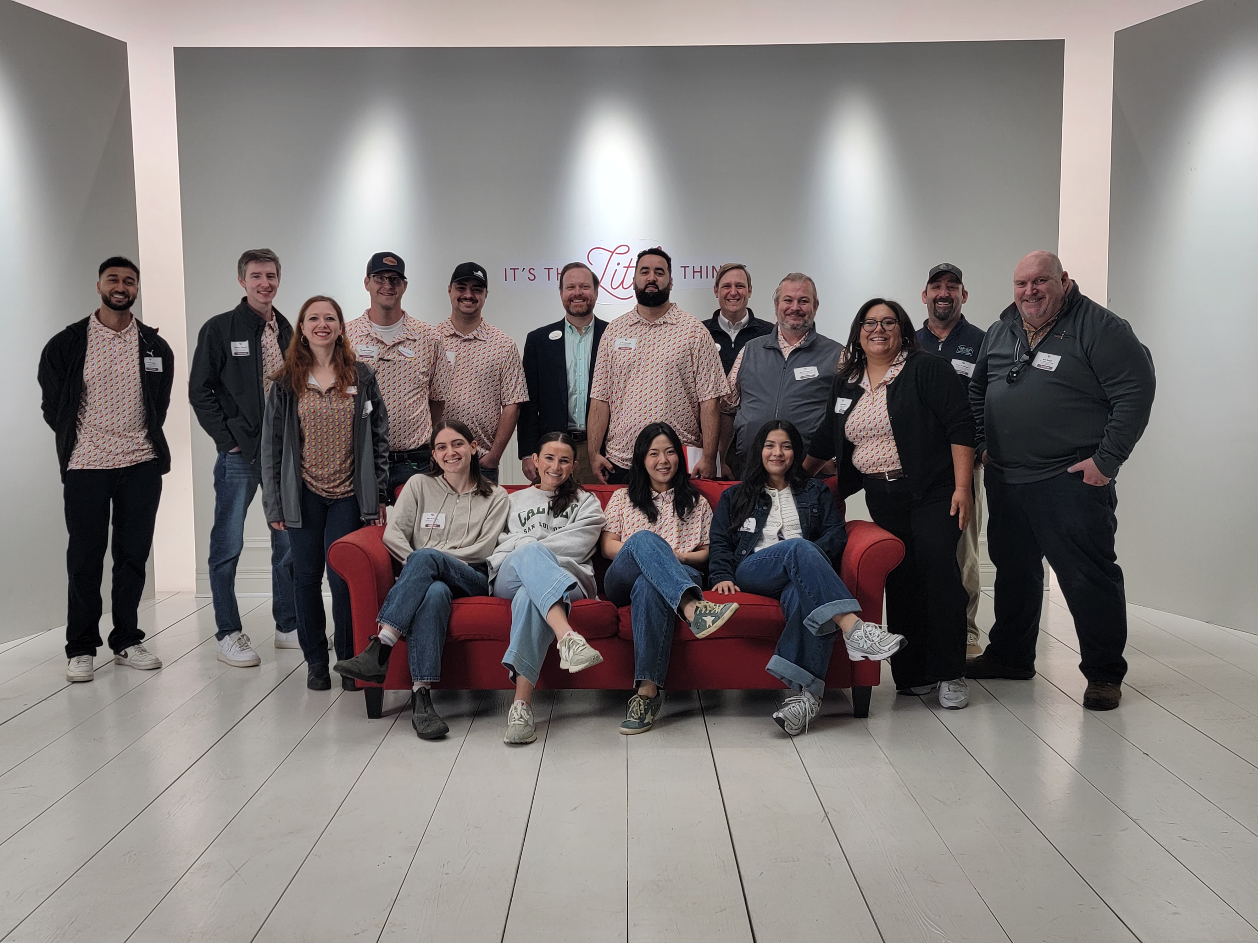 A STEP-UPP Foodservice bucket-list moment — the class pictured on the famous red couch featured in Chick-fil-A commercials.