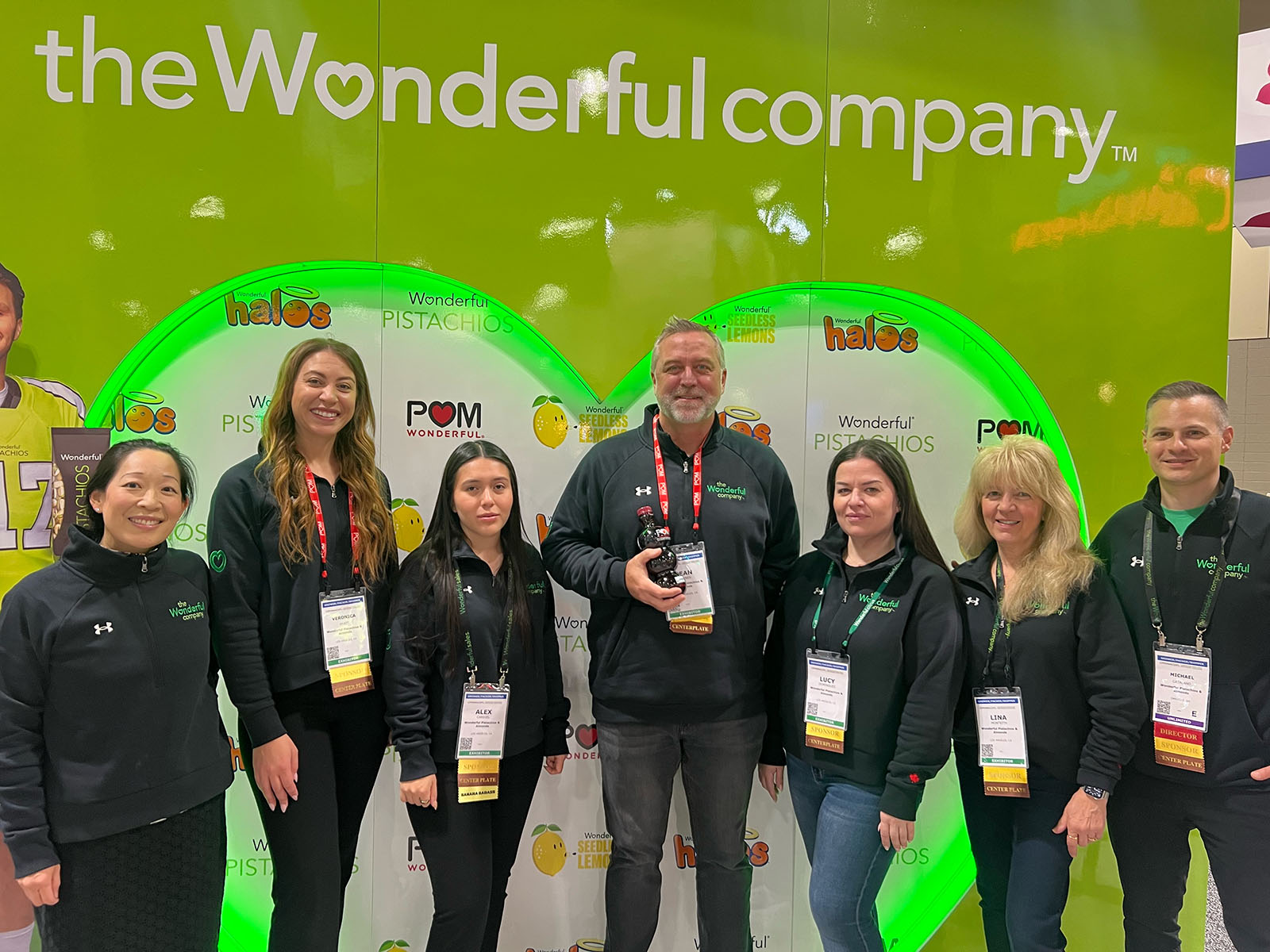 At the Wonderful booth were Jennifer Hirano, Veronica Hyatt, Alex Cardiel, Sean Skinner, Lucy Domingues, Lina Monteith and Michael Catalano.