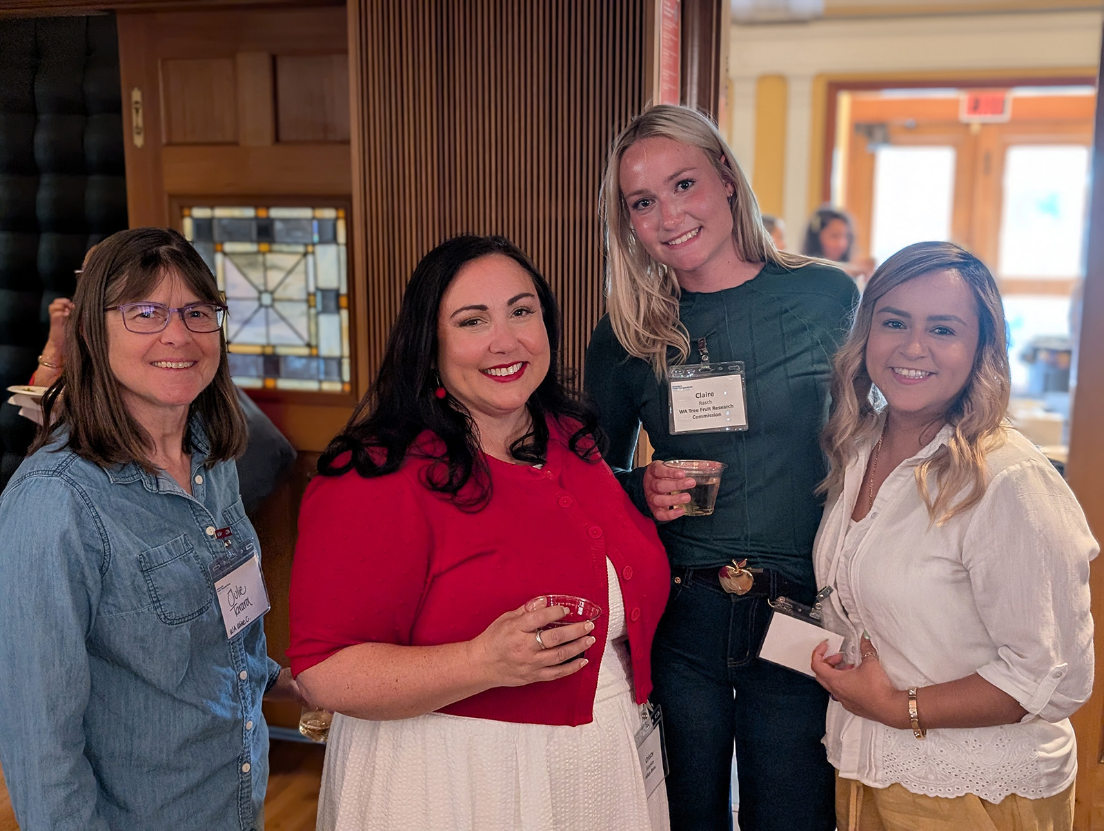Julie Tarara of the WA Wine Commission, Cristy Stooke of Allen Bros., Claire Rasch of the WA Tree Fruit Research Commission and Cynthia Martinez of Allen Bros.