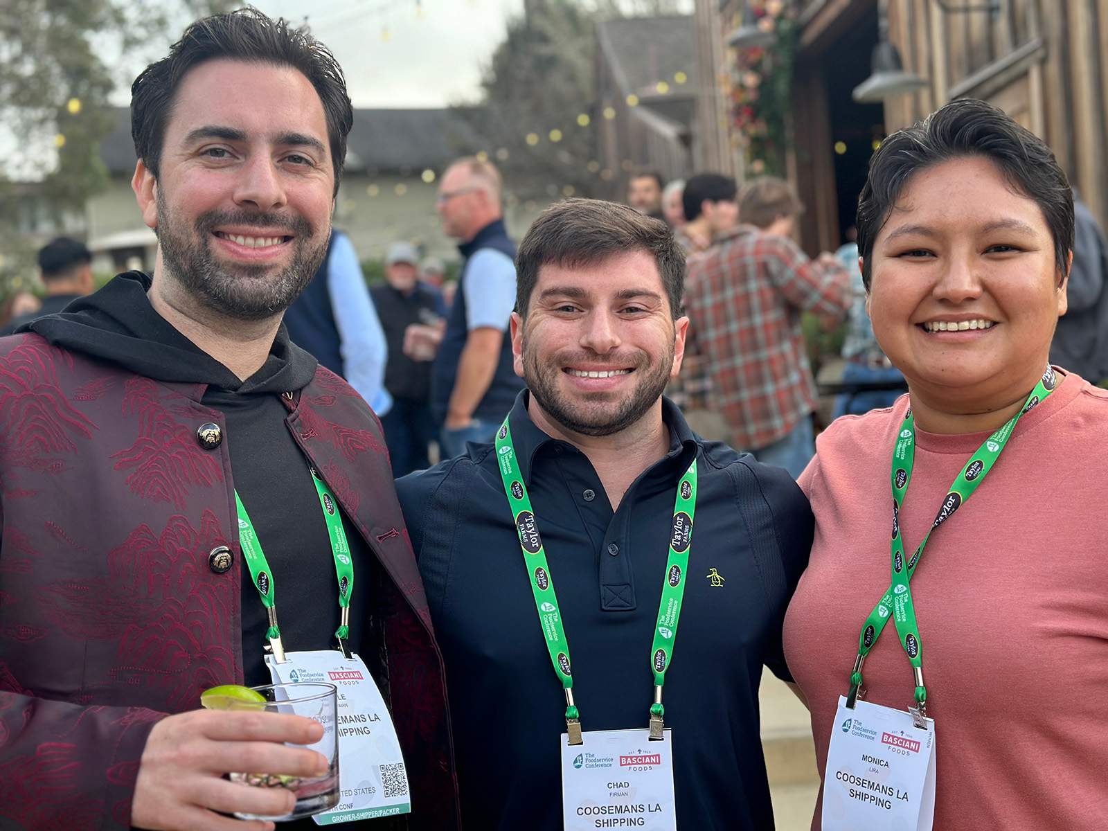 Cole Firman, Chad Firman and Monica Lira of Coosemans LA Shippingat the Church Bros. Ranch Party.