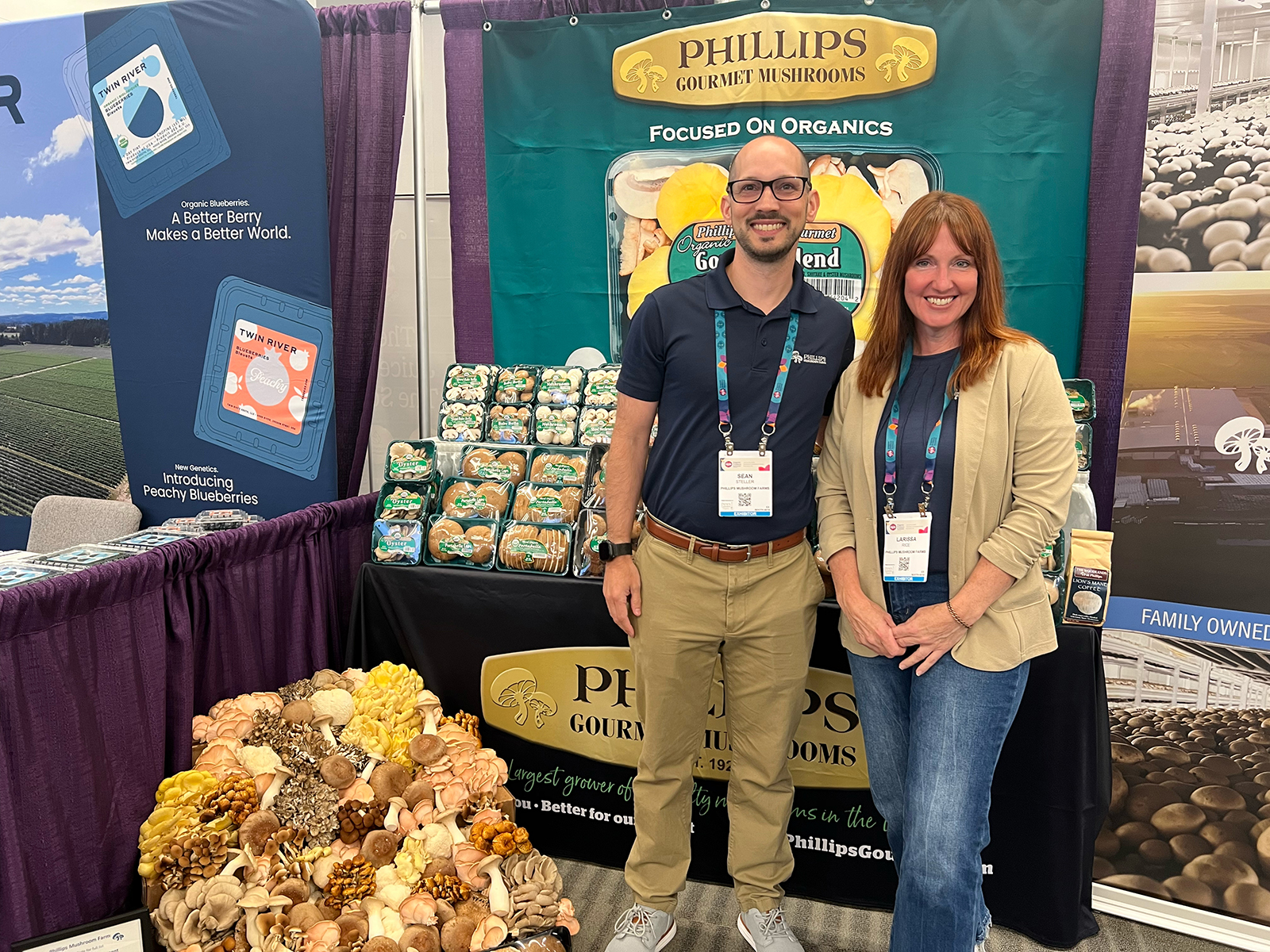 Exhibiting a plethora of mushroom varieties were Sean Steller and Larissa Rice of Phillips Mushroom Farms.