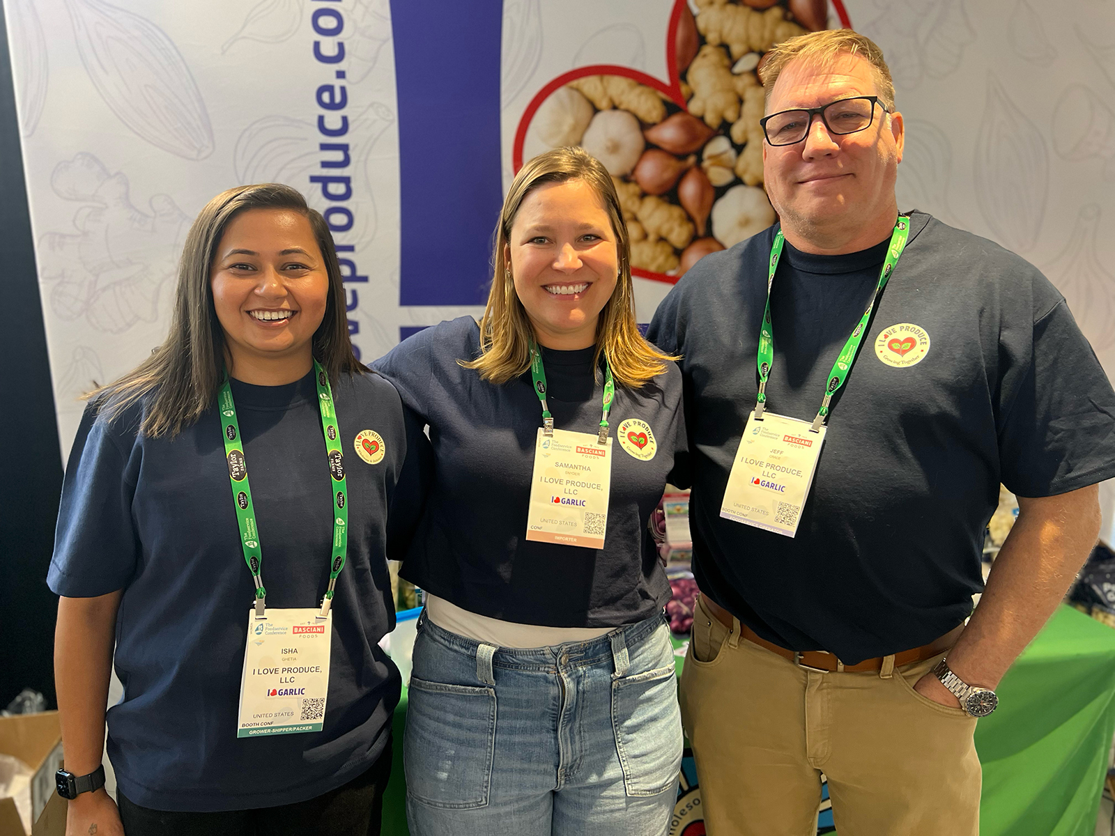 At the I Love Produce booth were Isha Ghetia, Samantha Snyder and Jeff Crace.