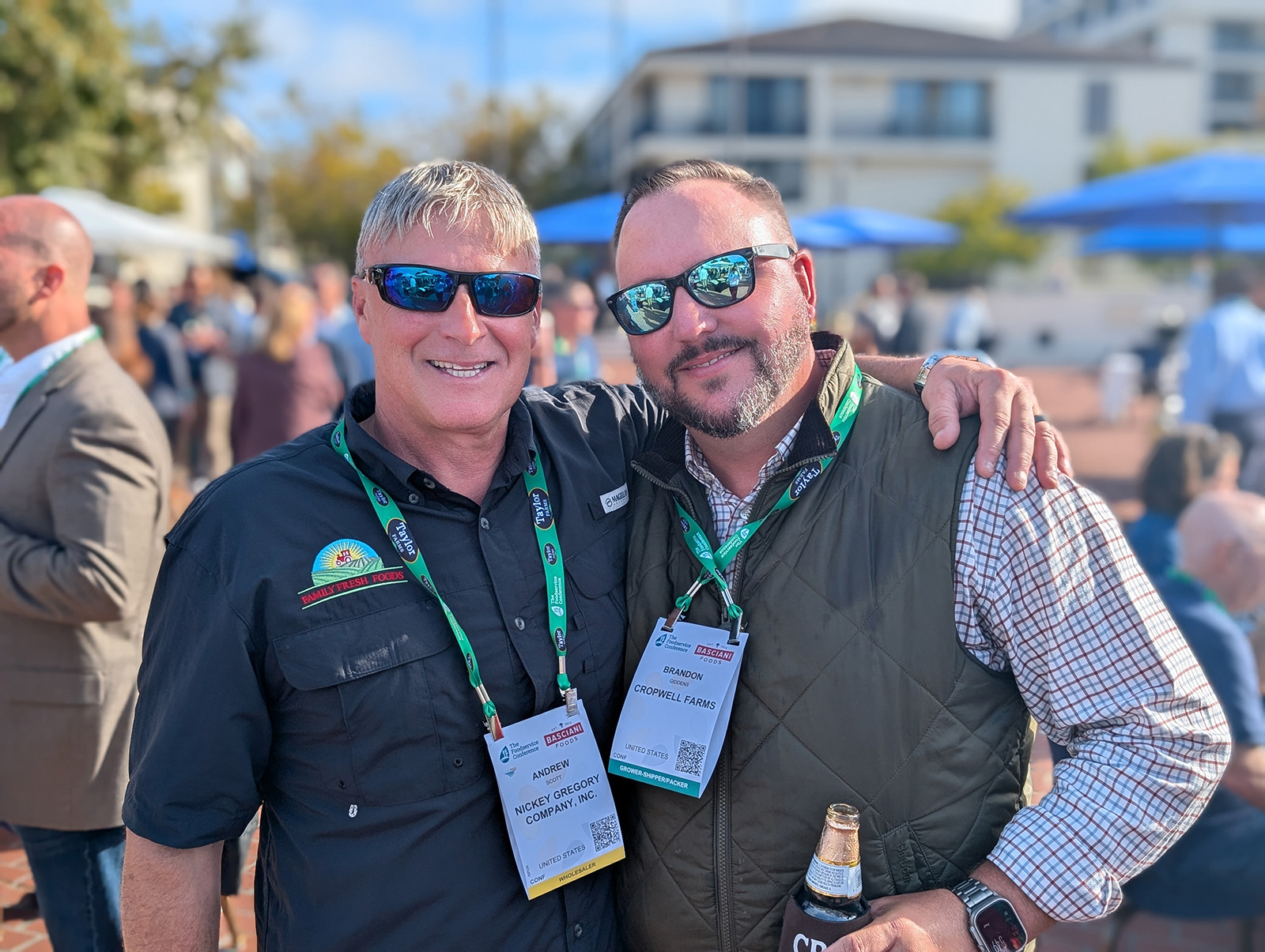 Andrew Scott of Nickey Gregory Co. with Brandon Giddens of Cropwell Farms.