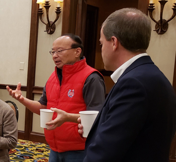 John Nakaoka speaks about trade opportunities between Guanajuato and the U.S. and Canada, while Mauricio Usabiaga, the stateâs trade secretary listens.