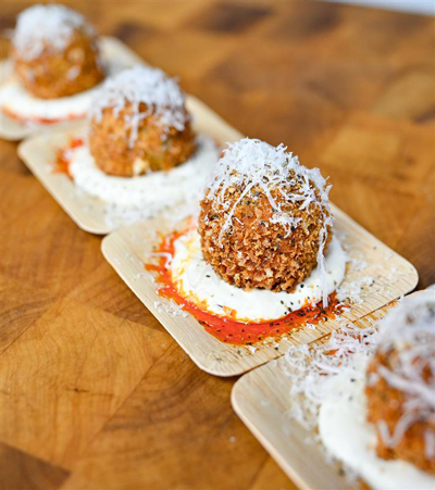 Artichoke Arancini with Shaved Truffles.